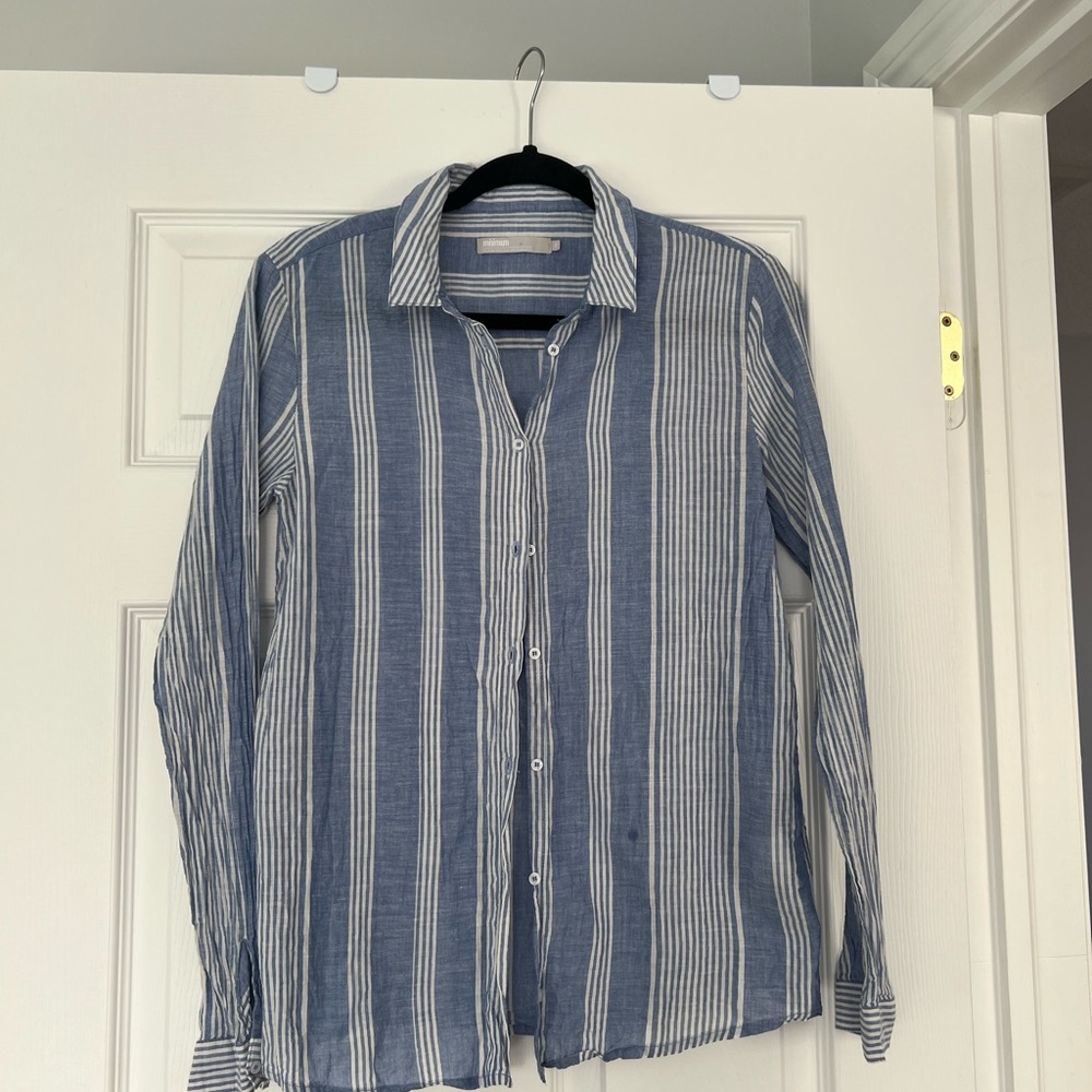 Minimum Blue and White Striped Casual Shirt XS